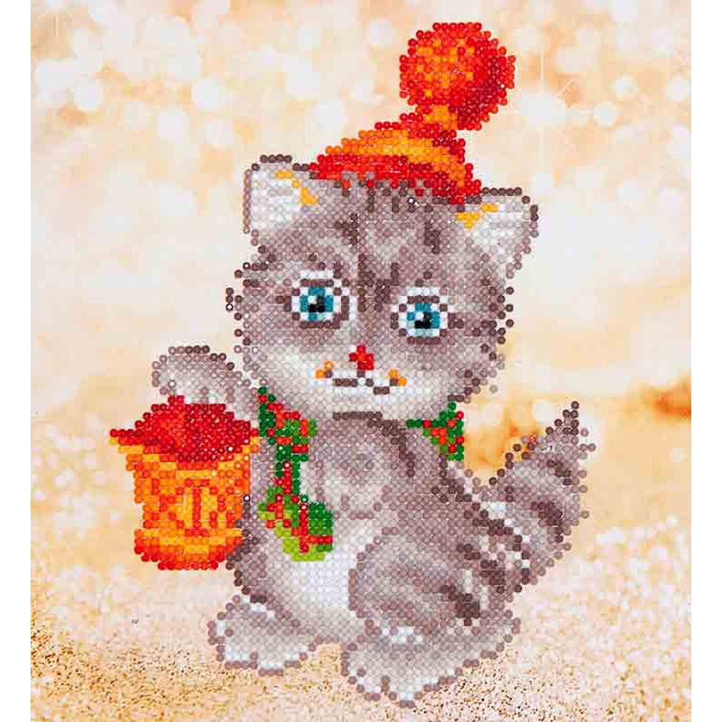 Diamond Dotz CHRISTMAS KITTEN GLOW DD3.013, 5D Diamond Art Kit