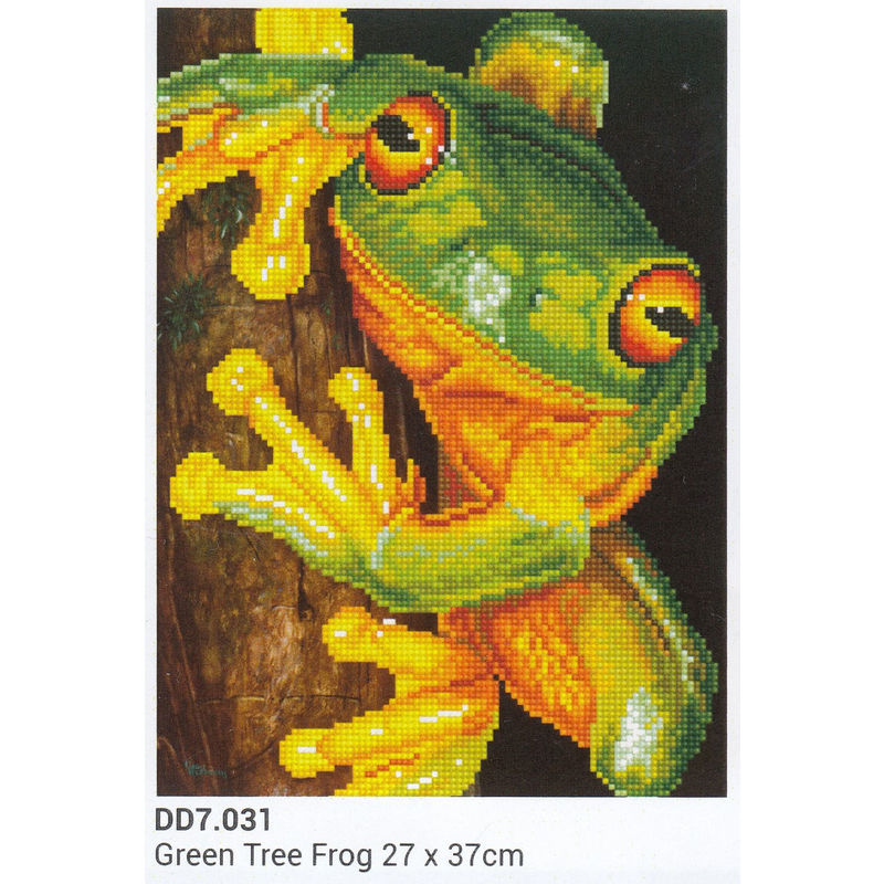 Diamond Dotz GREEN TREE FROG DD7.031, 5D Multi Faceted Diamond Art Kit, 27 x 37cm