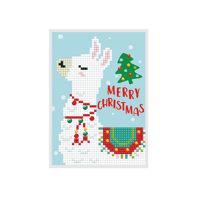 Diamond Dotz MERRY CHRISTMAS LLAMA CARD DDG.003, 5D Multi Faceted Diamond Painting Art Kit