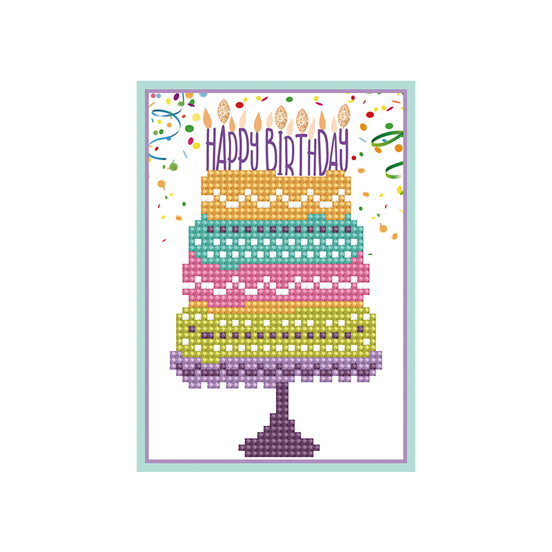 Diamond Dotz Greeting Card Kit, Happy Birthday Cake 5D Diamond Painting Kit DDG.004