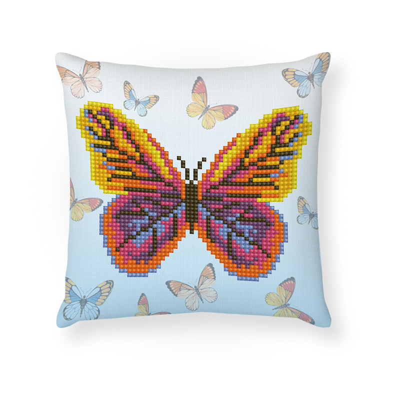Diamond Dotz 5D Embroidery Facet Art Kit, BUTTA FLUTTA DDP2.042 Decorative Pillow