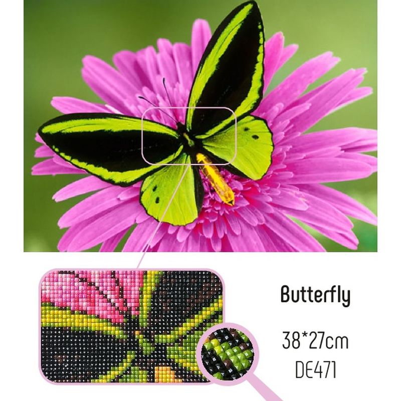 Collection D'Art 5D Diamond Painting Kit, BUTTERFLY, 27 x 38cm Mosaic Kit