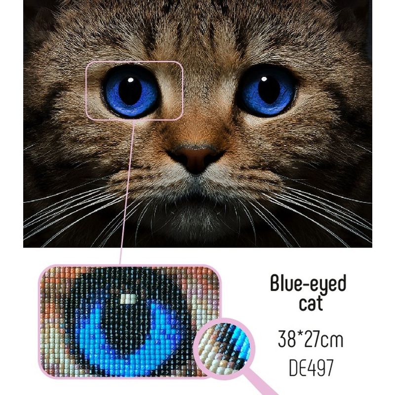 Collection D'Art 5D Diamond Painting Kit, BLUE EYED CAT, 38 x 27cm