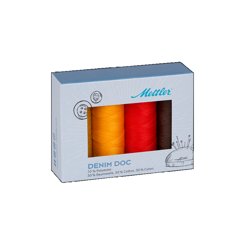 DENIM DOC, 4-spool Set TERRA, ideal for denim fabrics and denim colors