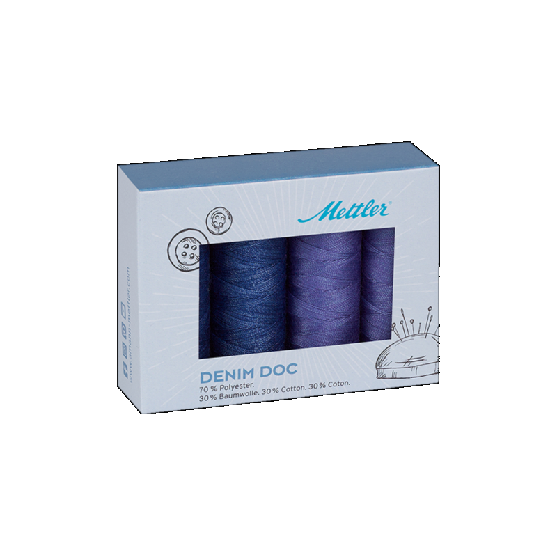 DENIM DOC, 4-spool Set BLUE, ideal for denim fabrics and denim colors