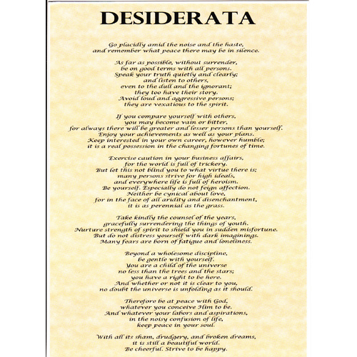 Desiderata on A5 Card, High quality gloss 385gsm card stock, 210mm x 145mm