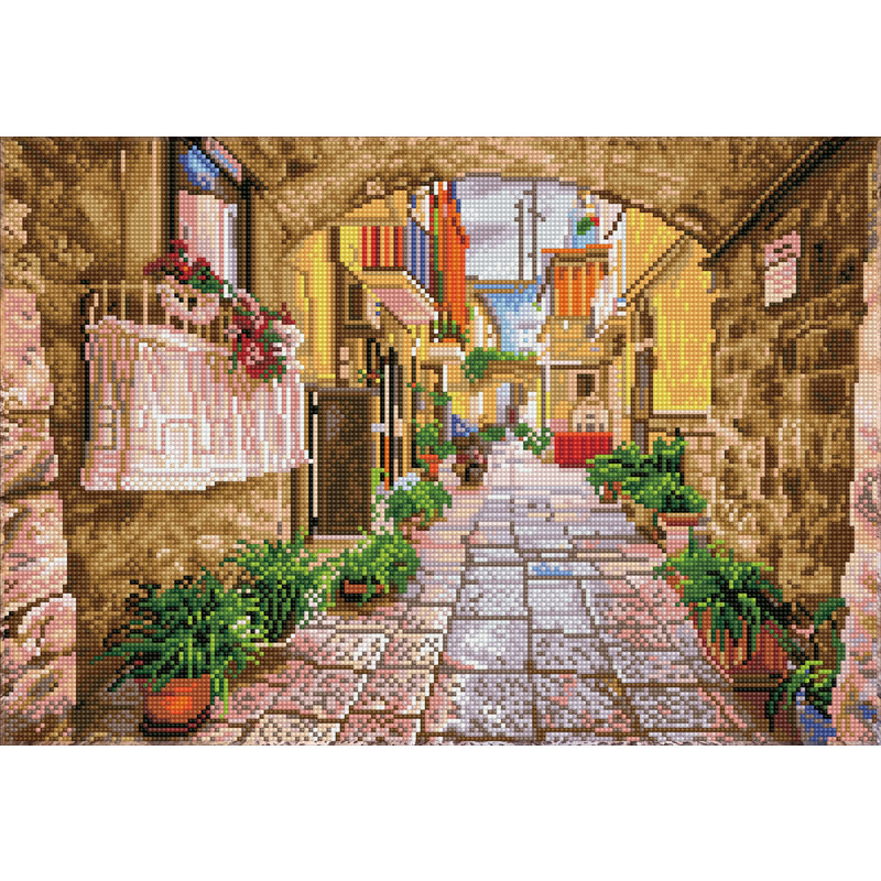 Diamond Dotz Squares RUSTIC STREET DQK10.010 5D Diamond Painting Kit, Pre-Framed