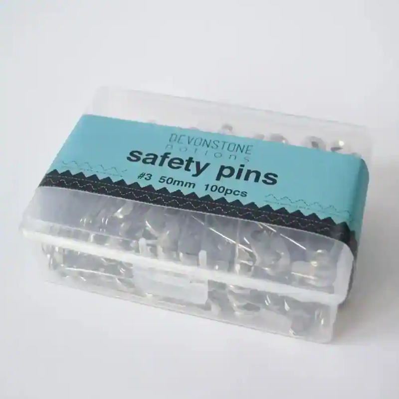 50mm Silver Colour Safety Pins, box of 100