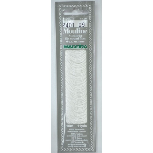 MADEIRA Mouline Colour 2401 WHITE Stranded Cotton Embroidery Floss 10m