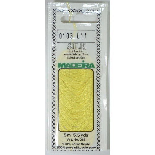 Madeira PURE SILK #0103 PALE YELLOW, 4-Strand Hand Embroidery Thread