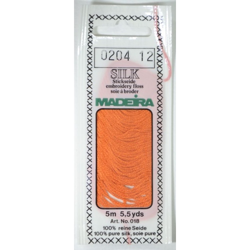 Madeira PURE SILK #0204 SUMMER ORANGE, 4-Strand Hand Embroidery Thread