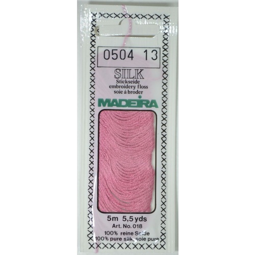 Madeira PURE SILK #0504 DEEP PINK, 4-Strand Hand Embroidery Thread