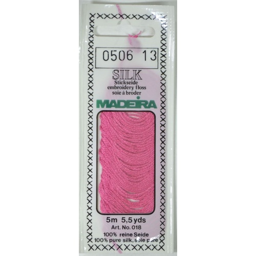 Madeira PURE SILK #0506 HOT PINK, 4-Strand Hand Embroidery Thread