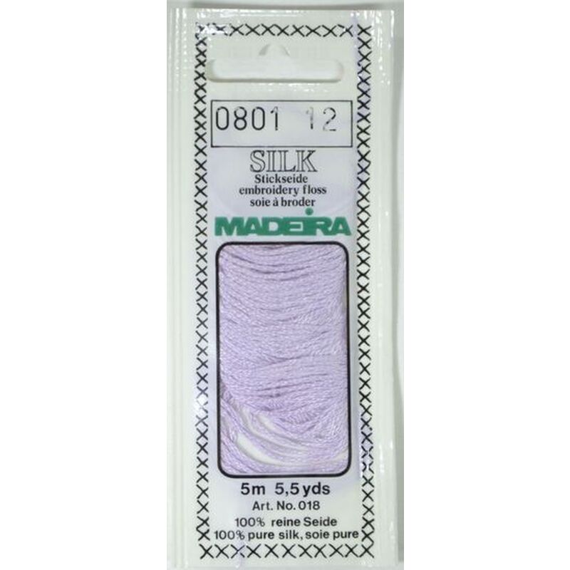 Madeira PURE SILK #0801 LIGHT LAVENDER, 4-Strand Hand Embroidery Thread