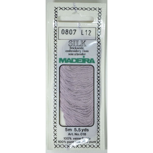 Madeira PURE SILK #0807 LIGHT LILAC, 4-Strand Hand Embroidery Thread