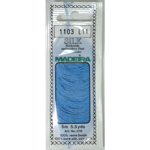 Madeira PURE SILK #1103 MID SKY BLUE, 4-Strand Hand Embroidery Thread