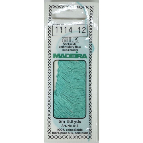 Madeira PURE SILK #1114 MID AQUA, 4-Strand Hand Embroidery Thread