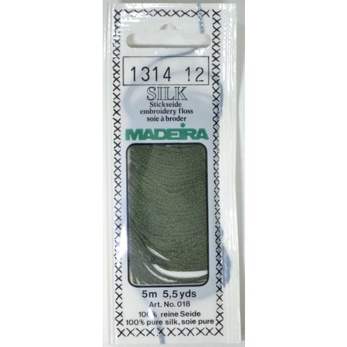 Madeira PURE SILK #1314 MID SEAWEED GREEN, 4-Strand Hand Embroidery Thread