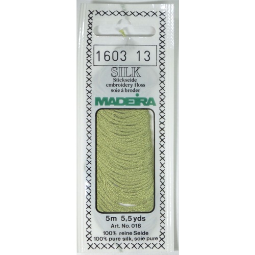 Madeira PURE SILK #1603 LIGHT APPLE GREEN, 4-Strand Hand Embroidery Thread