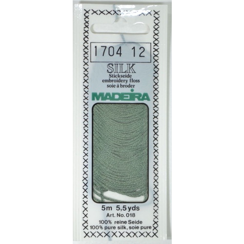 Madeira PURE SILK #1704 MID GREEN, 4-Strand Hand Embroidery Thread