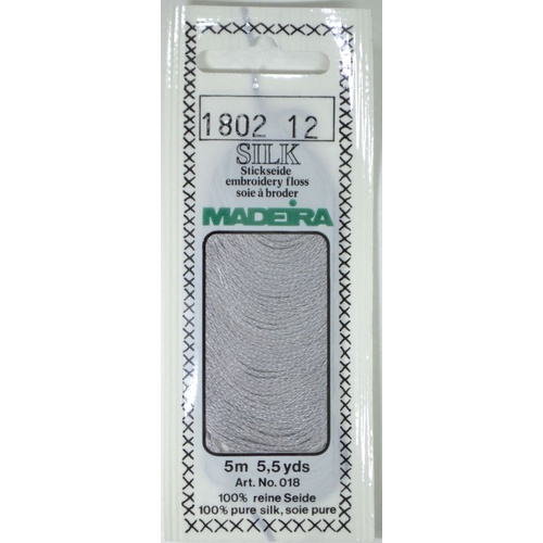 Madeira PURE SILK #1802 ALUMINIUM, 4-Strand Hand Embroidery Thread