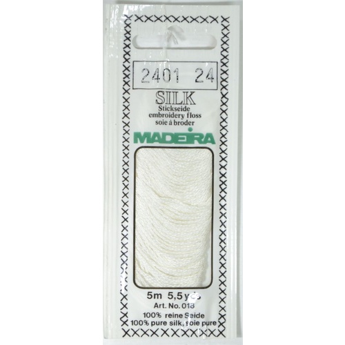 Madeira PURE SILK #2401 WHITE, 4-Strand Hand Embroidery Thread