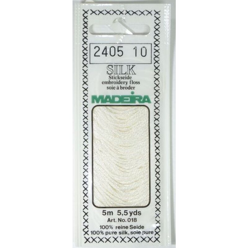 Madeira PURE SILK #2405 BRIGHT WHITE, 4-Strand Hand Embroidery Thread