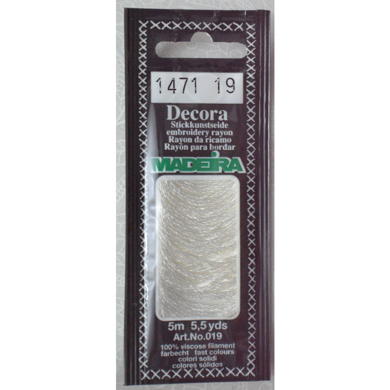 Madeira Decora Brilliant 4 Strand Rayon Hand Embroidery Floss, 5m Col 1471 OFF WHITE