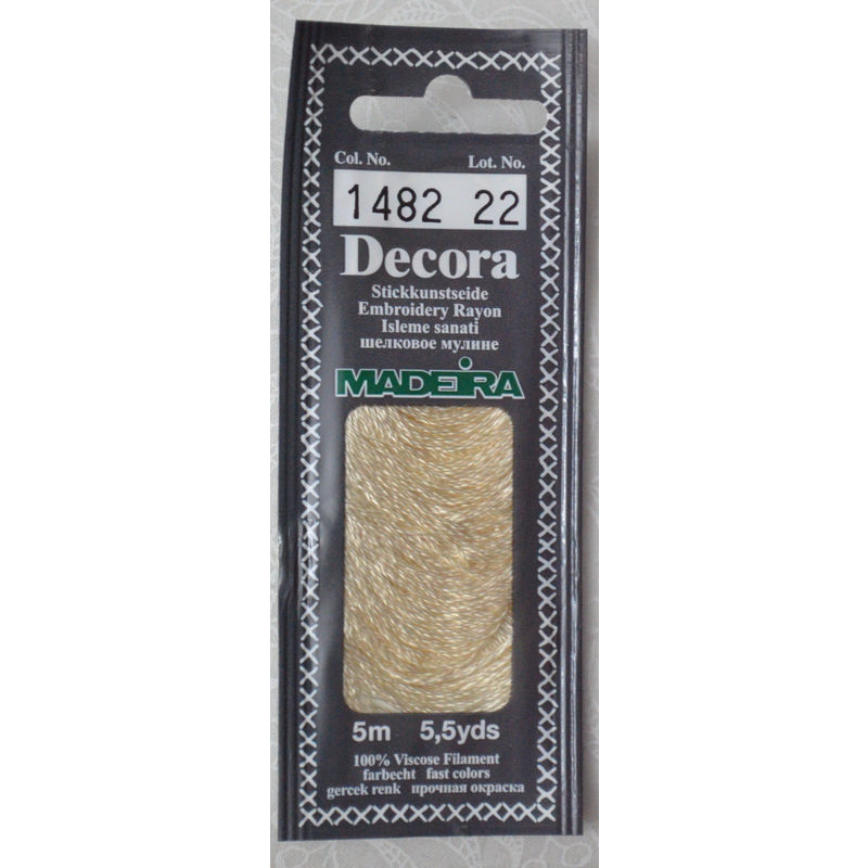 Madeira Decora Brilliant 4 Strand Rayon Hand Embroidery Floss, 5m Col 1482 ECRU
