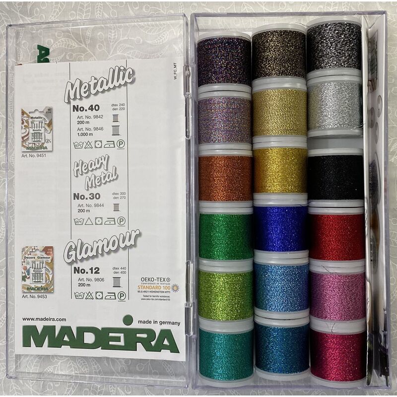 Madeira Metallic Sparkling Supertwist Thread Gift Box, Art No. 8020, 18 x 200m