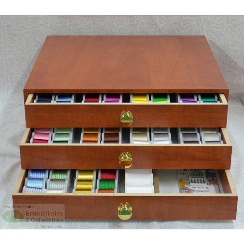 Madeira Wooden Thread Treasure Chest contains 194 sewing threads