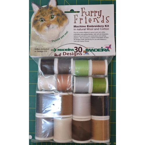 Madeira Furry Friends Machine Embroidery Kit in Wool & Cotton
