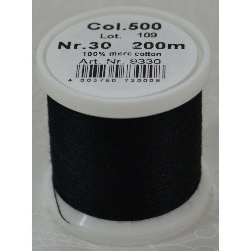 Madeira Cotona 30, 200m Embroidery & Quilting Thread Colour 500 Black