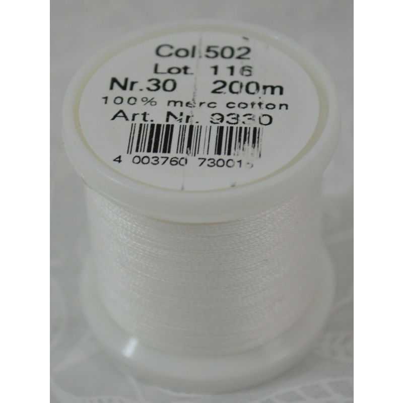 Madeira Cotona 30, 200m Embroidery & Quilting Thread Colour 502 White