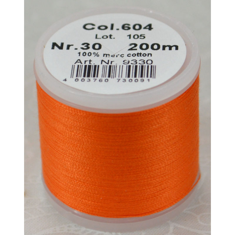 Madeira Cotona 30, 200m Embroidery & Quilting Thread Colour 604 Orange