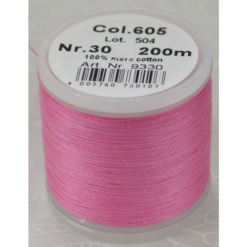 Madeira Cotona 30, 200m Embroidery & Quilting Thread Colour 605 Pink