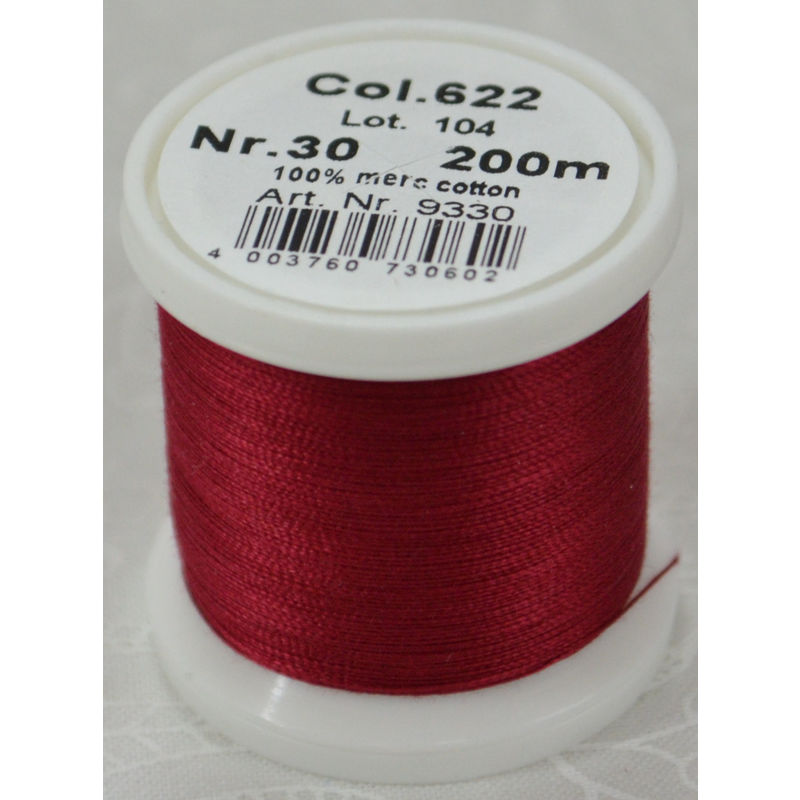 Madeira Cotona 30, 200m Embroidery & Quilting Thread Colour 622 Brick Red