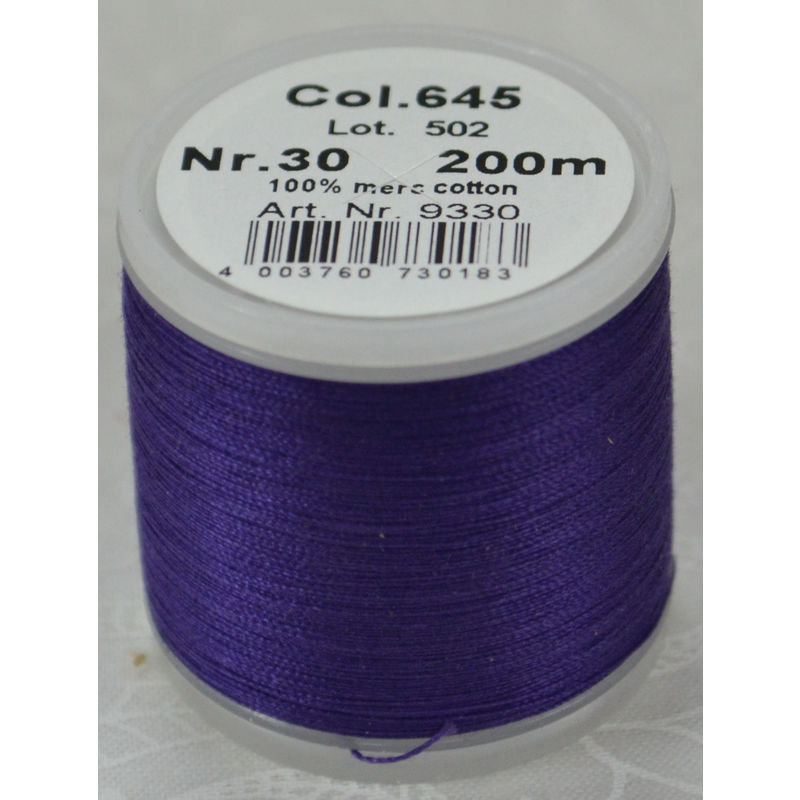 Madeira Cotona 30, 200m Embroidery & Quilting Thread Colour 645 Dark Purple