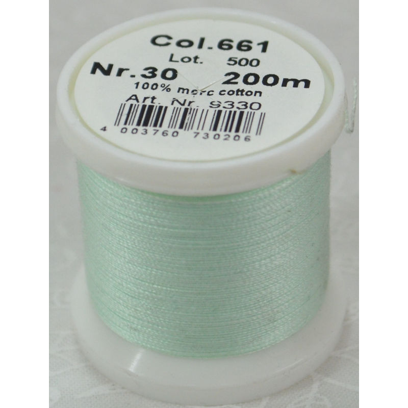 Madeira Cotona 30, 200m Embroidery & Quilting Thread Colour 661 Light Green