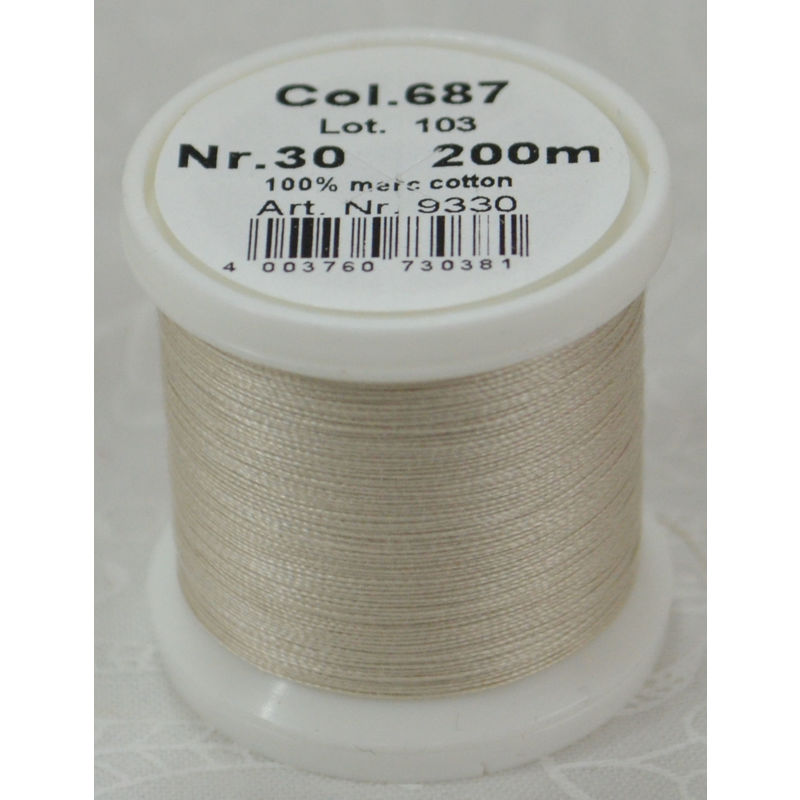 Madeira Cotona 30, 200m Embroidery & Quilting Thread Colour 687 Silver Grey