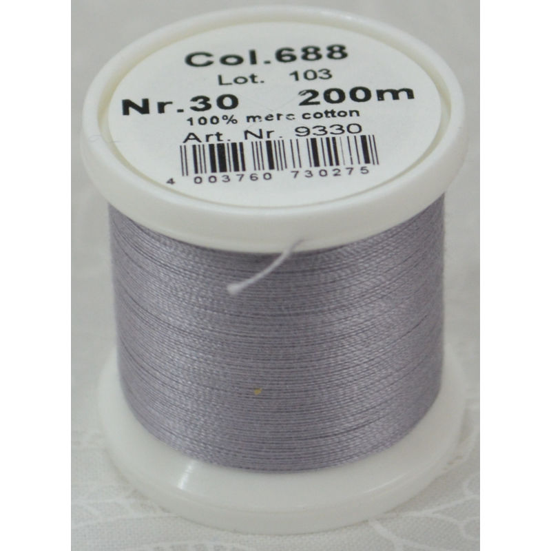 Madeira Cotona 30, 200m Embroidery & Quilting Thread Colour 688 Grey