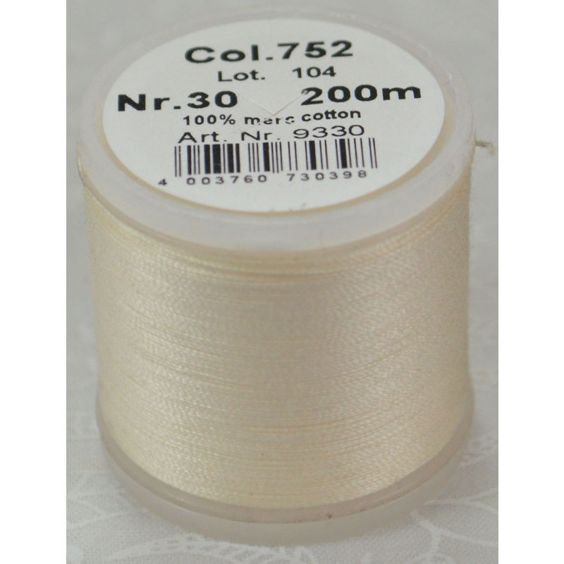 Madeira Cotona 30, 200m Embroidery & Quilting Thread Colour 752 Off White