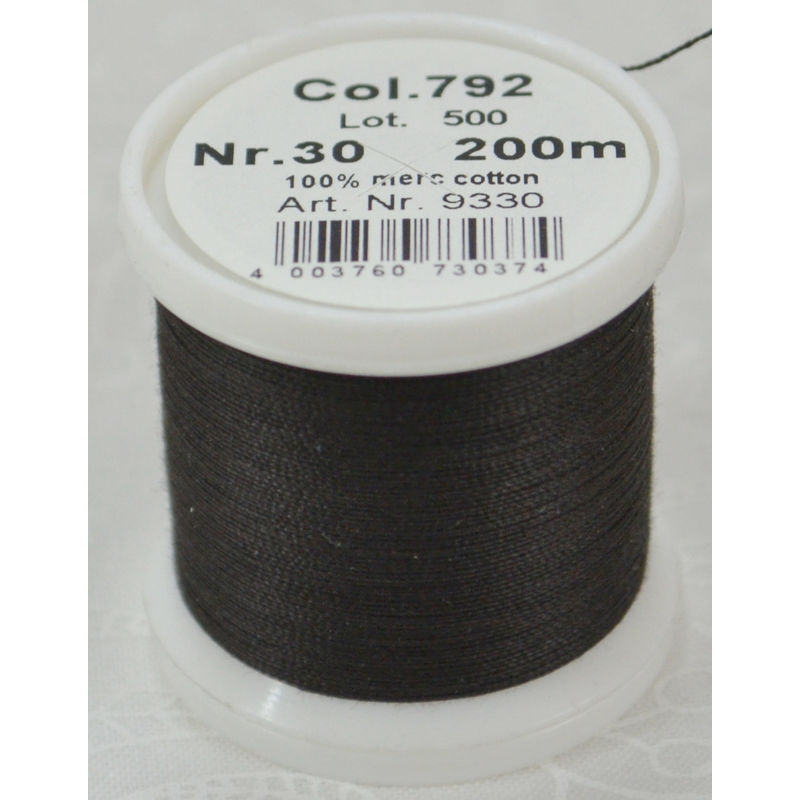 Madeira Cotona 30, 200m Embroidery & Quilting Thread Colour 792 Dark Charcoal