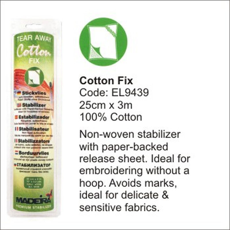 Madeira Cotton Fix Non-Woven Paper Back Embroidery Stabilizer, 25cm x 3m Roll
