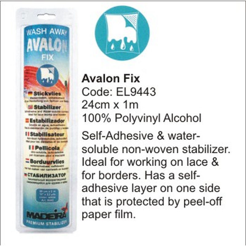 Madeira Avalon Fix Washaway Stabilizer 24cm x 1m Roll, Ideal For Lace