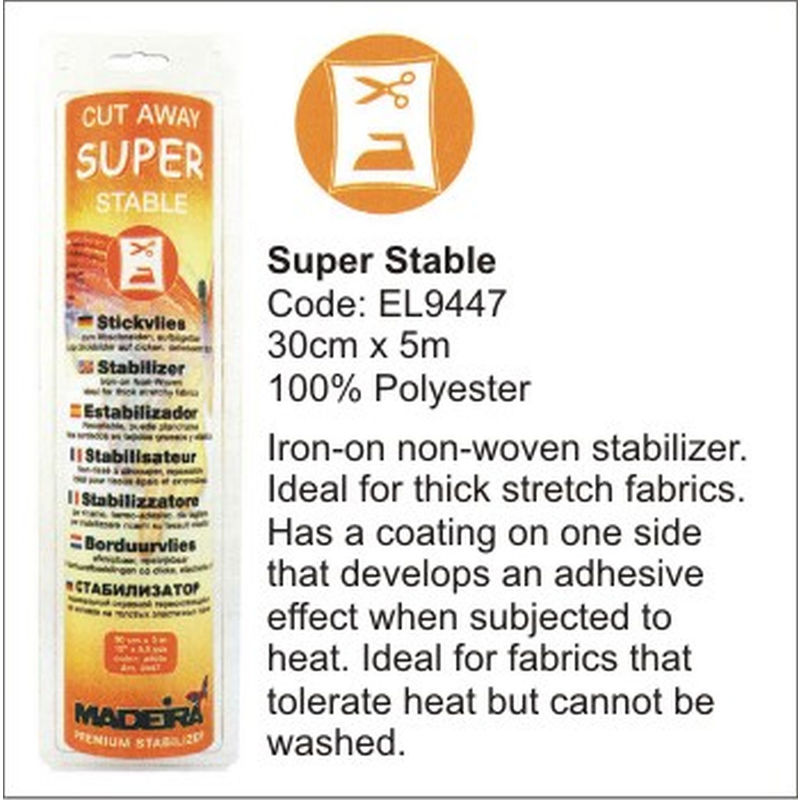 Madeira Super Stable Cut Away Embroidery Stabilizer, 30cm x 5m Roll