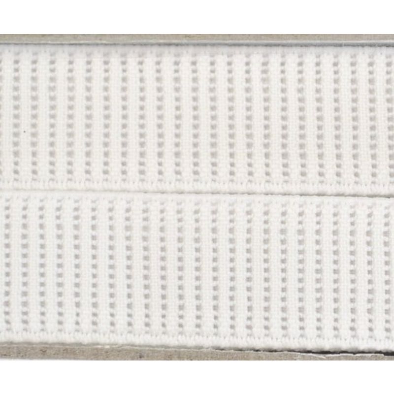 WHITE 25mm Ribbed Non-Roll Elastic, Per Metre