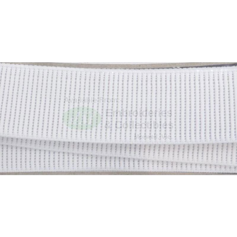WHITE 50mm Ribbed Non-Roll Elastic, Wide Per Metre