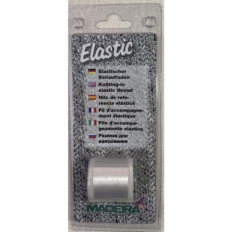 Madeira Knit-In Elastic Thread, 100% Elasthan, 200m Spool Blister Pack, Clear