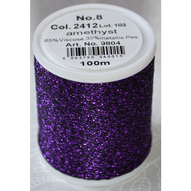 Madeira Glamour 8 Thread #2412 AMETHYST, 100m Embroidery, Crochet
